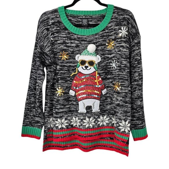 🏆United States Sweaters Polar Bear Crew Neck Knit Ugly Christmas Sweater - Picture 2 of 9